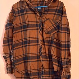 GAP Rust and Navy Plaid Shirt